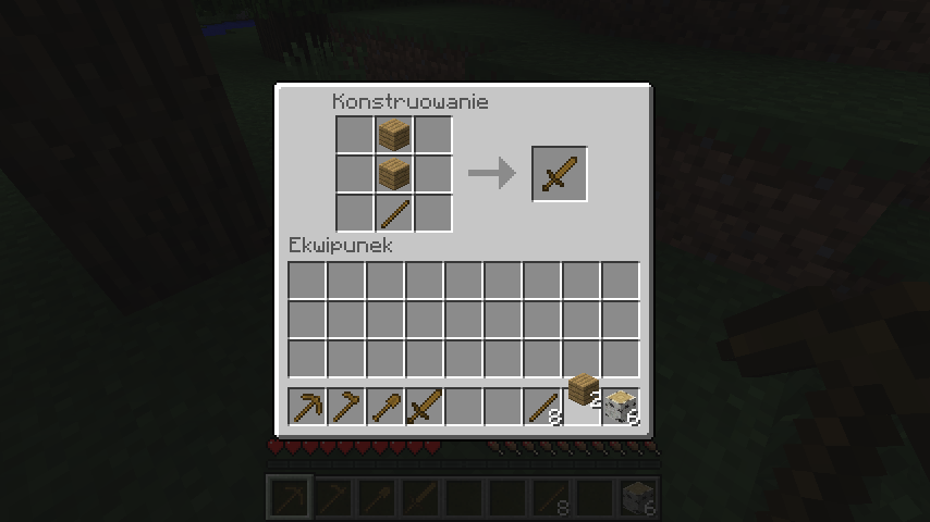 Minecraft jak zrobić drewniany miecz